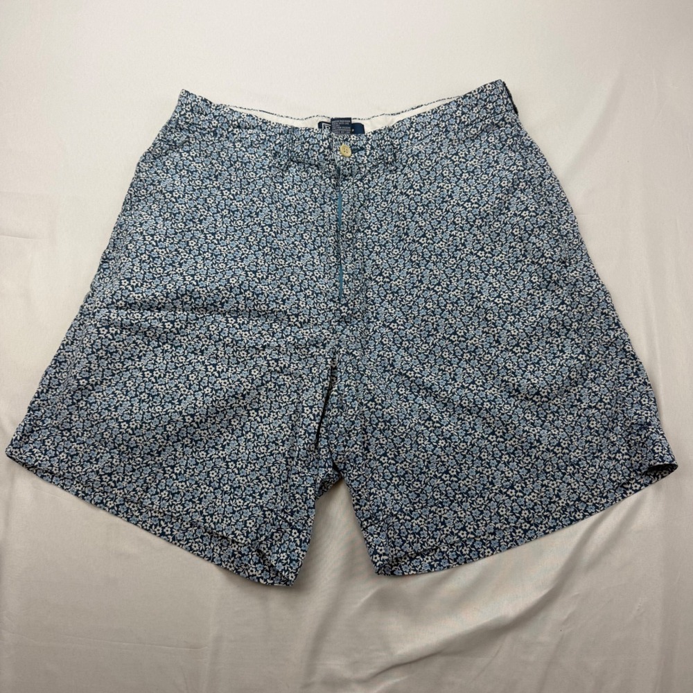 Polo Ralph Lauren Shorts Mens 32 Blue Floral Print Cotton Chino Flat Front 6in